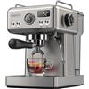 HiBrew Macchina da caffè espresso H10A (argento), macchina da caffè semiautomatica da 20 bar, in acciaio inox compatto, riscaldamento rapido, controllo della temperatura, forte schiuma a vapore per