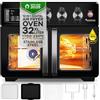 TurboTronic By Z-LINE TurboTronic - Mini forno a convenzione 4 in 1 e friggitrice ad aria calda, versione XXL, 32 l, con spiedino girevole e molti accessori, teglia, essiccatore a partire da 25 °C e (nero)