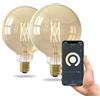 CALEX Lampadina LED Smart, E27, G125, Filamento Oro, luce calda, Dimmerabile, controllo app Wi-Fi & vocale, Confezione da 2