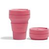 STOJO - Bicchiere da caffè pieghevole da viaggio, in silicone, riutilizzabile, tascabile, collezione Brooklyn, 355 ml, colore: peonia