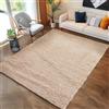 Carpettex Shaggy Tappeto Salotto Moderno 240 x 340 cm Beige - Tappeto per scendiletto Camera da Letto, Soggiorno y Cucina - Tappeto Fluffy y Morbido, facile manutenzione, Monocromatico