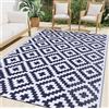 smiry Tappeto da giardino impermeabile, resistente ai raggi UV, reversibile, in plastica, per balcone, campeggio, picnic, cortile, 240 x 300 cm, blu navy e bianco