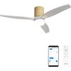 CREATE / WINDCALM M/Ventilatore da soffitto con luce legno chiaro pale bianche WiFi e telecomando / 40W, Ø132 cm, 6 velocità, 3 temperature di luce, ABS, timer, funzione estate-inverno