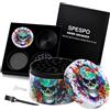 Spespo Grande Macinaspezie Versatile 63mm(2.5 ), Spespo Macinino meccanico per spezie,- realizzato in Lega di zinco - 4 Pezzi - Stampa a colori completa del cranio