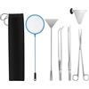 Gulxwis 6 Pezzi Strumento Acquario in Acciaio Inossidabile, Set di Attrezzi per Acquascaping 6 in 1, Include Pinzette Lunghe, Forbici, una Paletta, un Retino da Pesca e un Imbuto per L'alimentazione
