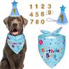 GWEOR Set Compleanno Cane blu, Cappello & Bandana Riutilizzabili con Numeri, Abito Accessorio Decorazione per Festa Compleanno Cane Medio e Grande, L