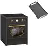 GURARI Piano cottura a induzione 60 cm GCH E 612 BL r + piastra in ghisa | Retro Range Coocker fornello a induzione con forno 60 L | aria calda | Grill | fornello a induzione in nero