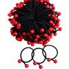 Generic Elastici per capelli con perline, confezione da 100, elastici colorati e neri, design multicolore e palla rossa (rosso)