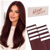 Silk-co Extension Adesive Capelli Veri Biadesivo #99J Rosso Borgogna, 10 Ciocche Biadesive 15g per Sfumature/Volume 40cm