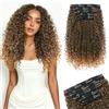 Sofeiyan 5 Pezzi Curly Extension Capelli a Clip,40 cm Kinky Clip In Estensioni per Infoltire i Capelli, Posticci Clip-on Ricci in Stile Afro per Donne,Ombré Nero Naturale a Auburn Medio