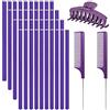 Yicaam 40 Pezzi Rulli Per Capelli In Schiuma Di Torsione(24x1,2 cm) Bigodini Flessibili Capelli Di Aste Flessibili Per Arricciare + 2 Pezzi Pettine + 1 Pezzi Artiglio dei Capelli viola