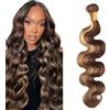 Lakaisa Body Wave Human Hair Bundles P427 Highlight Blonde Human Hair Extensions Capelli Naturali Umani Donna Extensions Sew in Hair Single Bundle Real Hair Low Shedding for Woman 14 Inch