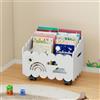 DUHARS Libreria Montessoriana in Legno, Mobile Porta Giocattoli con Ruote per Cameretta e Stanze dei Giochi, Scaffale Espositore Libri, Scatola Porta Oggetti, Bianco