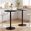 Ckaff Set di 2 Tavolo Rotondo da Bar, Tavolino Rotondo Φ60cm con Piano Girevole a 360°, Tavolo Alto da Bar con Base in Metallo, Tavolo Regolabile in Altezza 70-91.5cm per Cucina Soggiorno, Nero