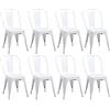 JZGORC Set di 8 Sedie da Pranzo in Stile Industriale Retrò, Aspetto Metallo, Design Impilabile, Sedie per Ristoranti, Bistrot, Caffè, Matrimoni in Giardino - Bianco