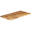Keeushr Piano in legno di mango massiccio, 100 x 60 x 2,5 cm, con bordo alberi, bordo naturale rustico, piano di ricambio versatile per tavoli a casa o commerciale, facile da pulire