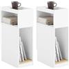 SoBuy set da 2 tavolino salotto stretto con cassetto, comodino camera da letto salvaspazio per piccoli spazi, tavolino divano con vano portaoggetti, 20×35×60 cm, Bianco FBT171-WNx2