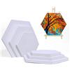 HOTOOLME Set da 6 Tele per Pittura - Prestirate 100% Cotone Vuote Imprimitura tripla Privo di acidi, esagono tele artistiche per pittura acrilica e a olio, diametro 20, 25, 30 cm