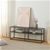 [en.casa] Mobile TV Tavolino Porta TV Consolle Bassa a 2 Piani di Appoggio Stand TV e Centri Multimediali 120 x 30 x 46 cm Acciaio Nero