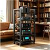 Generic 5 Ripiani Media Stand, Scaffale Per Componenti Stereo Di Intrattenimento, Con Ripiano Regolabile In Altezza E Ruote, Supporto Per Giradischi DVD, Per La Casa, L'ufficio(Nero)