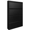 Brigros - Scarpiera Metallica Emy 4 Ante a Ribalta Nera Pantone Black 7C, Mobile Salvaspazio Porta Scarpe in Metallo per Ingresso Camera e Corridoio, 80x14,2x136 cm
