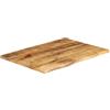 Keeushr Piano in legno di mango massiccio, 80 x 60 x 2,5 cm, bordo dell'albero, piano di ricambio in legno massiccio grezzo, con bordo naturale, per tavolo da pranzo, versatile, facile da pulire