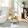 [en.casa] Carrello da Servizio Portatutto a Rotelle con 2 Ripiani Circolari per Cucina Bagno Studio Tavolino Laterale Rotondo Multiuso Portaoggetti in Acciaio 76 x Ø40 cm - Grigio