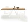 Mobili Fiver, Tavolo Allungabile Romina 140(220) x90 cm, Rovere Naturale con Gambe in Ferro Bianche, per 6-10 persone, Tavolo Cucina, Soggiorno, Made in Italy