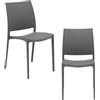 REDÒKASA Set 2 sedie in polipropilene MOON impilabile resistente ai raggi UV design moderno ideale per sala da pranzo, cucina, giardino, bar (Grigio Metal, 2)