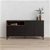 CAESAROO Madia soggiorno 175x89 cm Nero opaco e Noce con tre ante e tre cassetti - Nero e Noce