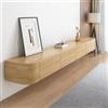 Btsunotr Mobile TV Galleggiante Mobile TV A Parete Mobile Portaoggetti Per La Casa Con Ante Console Multimediale Per L'intrattenimento Ad Angolo Rotondo Per Soggiorno Moderno In (Wood, 200cm)