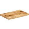 Keeushr Piano in legno di mango massiccio, 50 x 20 x 2,5 cm, con bordo dell'albero, legno massiccio grezzo, per tavolo da pranzo, piano di ricambio con venature naturali del legno, versatile