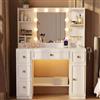 Yifeel Toeletta Trucco con 10 Luci LED Regolabili e Ganci per Gioielli, Tavolo da Trucco con Specchio Grande, Prese e Porte USB, 6 Cassetti, 5 Scomparti e Porta Phon, Design Moderno, Bianco JBDT002WT