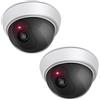 ERWEY Set di 2 finte telecamere di sicurezza con obiettivo, video sorveglianza per messa in sicurezza delle merci, telecamera falsa con luce LED rossa per parete e soffitto