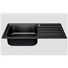 Omeere, Lavello da cucina 100 x 50 B, in acciaio inox 304, spessore del materiale 0,8 mm, XXL, 50 x 40 cm, lavello, lavello da incasso, rettangolare, 1 vasca, scolapiatti (scolapiatti a destra nero)