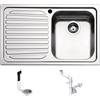 Fhuller LG791LVS● Lavello Incasso Cucina FHULLER Mod.LAGUNA 79x50 1 Vasca Destra e Gocciolatoio Sinistro, Spessore Acciaio 7/10 con Vasche Profonde H 19,4 Realizzato in Acciaio Inox Spazzolato Made in Italy