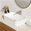 EMKE Lavabo Rettangolare in Ceramica, 610 x 380 x 150 mm, Lavabo da Appoggio in Ceramica, Bianco Brillante