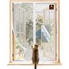 SCREEN DOOR Zanzariera per Finestre 150x180 cm, Installazione Semplice, Fibra di Vetro Ignifuga e Antistrappo, Design con Cerniera Appositamente Studiato per Finestre, Zanzariera Flessibile, Bianco