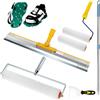 QWORK® 6 pezzi kit di strumenti per cemento autolivellante, punte epossidiche, asta telescopica da 0.4-1.6 m, pennello a rullo da 50 cm, raschietto in acciaio inox, rulli per pittura