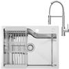 ANYCEE 60x45 cm Lavello Acciaio Inox con Rubinetto, Lavello Cucina 1 Vasca con Foro e Cestello, Lavandino Cucina per Mobile da 60cm