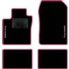 QUEMAR Tappetini Auto per Renault Twingo II, Bordo Rosa, 2 Ricami | 2007-2014 / Kit Tappeti Moquette e Gomma su Misura / Set 2 Anteriori + 2 Posteriori / Ricami e Colori Personalizzati