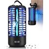 Dnenellr Lampada Antizanzare Elettrica, Anti Zanzare 3000V UV, Anti Mosche LED Sospendibile, IPX4 Impermeabile Insektenvernichter da Interno ed Esterno, Lampada Zanzare con Gancio (Nero)
