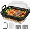 VINATO Teglia in Vetro con Coperchio per Friggitrice ad Aria, 2,7 L, Contenitore in Vetro Borosilicato, Accessorio Compatibile con Ninja AF400EU, DZ400EU, AF500EU, Pirofila Rettangolare per Forno