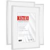 HIMEETIME® 3x Cornice per foto,30x40 cm,Alluminio Metallo argentata,Passepartout 20x20cm,Cornice 30x40 Grande per Foto Disegni,Solo per Espositore a Parete