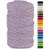 Netuno 1x corda cotone per macramè viola 3 mm 100 m cordino macramè per decorazione lavoretti fai da te filo cotone gomitolo cordoncino colorato ferri uncinetto