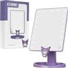 Get Trend Hello Kitty Kuromi Sanrio Specchio Trucco con Luci LED per Ragazze Specchio da Tavolo Supporto a Incastro Rimovibile Plateau Portogioielli per Camera Idea Regalo Ragazza (Viola Kuromi)