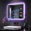 SONNI Specchio da bagno con illuminazione 80 x 60 cm, specchio LED con Bluetooth e interruttore touch, dimmerabile, senza appannamento, 3 colori di luce regolabili, presa