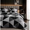 B O S A L O N I Set Copripiumino Matrimoniale HOME Collezione D'Autore - 4 Pezzi, Copripiumino 220x230 cm, Lenzuolo con Angoli 160x200+35 cm, 2 Federe 50x80 - Microfibra Ultra Soft (Diamond Noir)