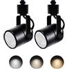 Bravsekai Luci LED a Binario Dimmerabili, 2PCS 3CCT Tipo H Testa Proiettore 10W GU10 Regolabile 3000K/4000K/6000K Faretti Soffitto Sostituzione Lampadina GU10, Nero