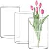 GOMETY 3 vasi di vetro alti 15 cm, 10 cm: cilindri trasparenti con fondo, ampia apertura, borosilicato, ideali per decorare tavoli, candele, tulipani, rose
